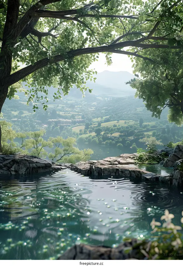 Fantasy Landscape with a Lake in the Valley