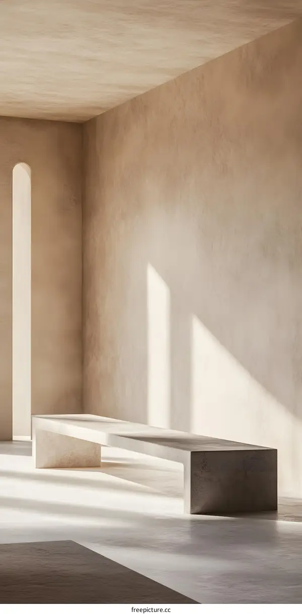 Minimalist Concrete Bench In A Modern Room