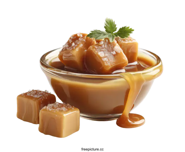 [Transparent Background PNG]Closeup Caramel Sauce and Candies