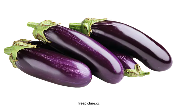 [Transparent Background PNG]Fresh Purple Eggplant Produce Close Up