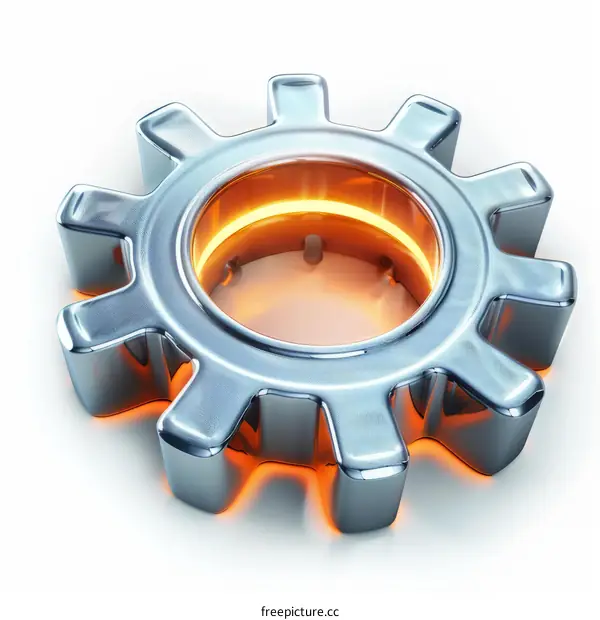3D Rendering of an Industrial Gear with Orange Glow