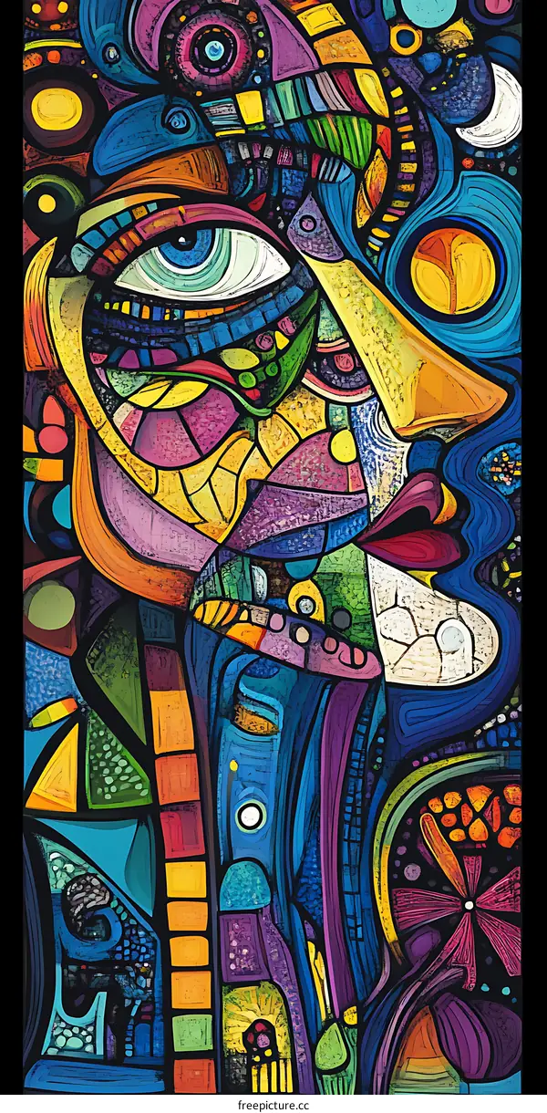 Abstract Art with Mosaic Pattern and Vivid Colors