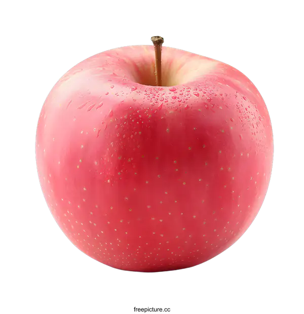 [Transparent Background PNG]A red apple with water drops on a white background