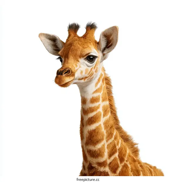 Adorable Baby Giraffe Portrait Illustration