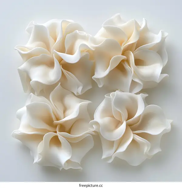 White Abstract Flowers on White