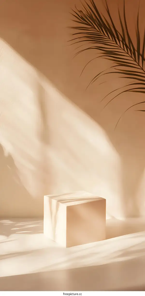 Minimalist Product Display with Palm Leaf Shadow