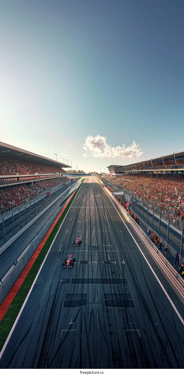 Formula One cars racing on a track