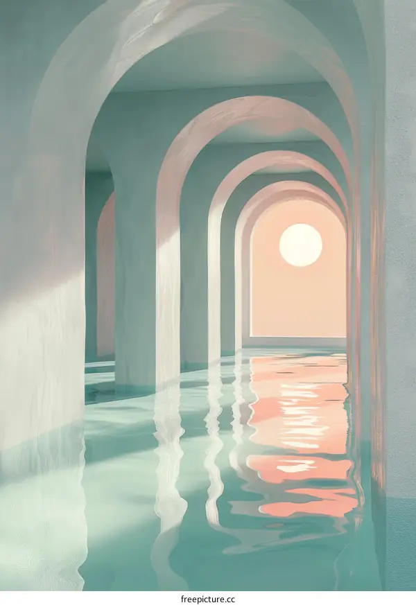 Sunset Arches Reflection Geometry