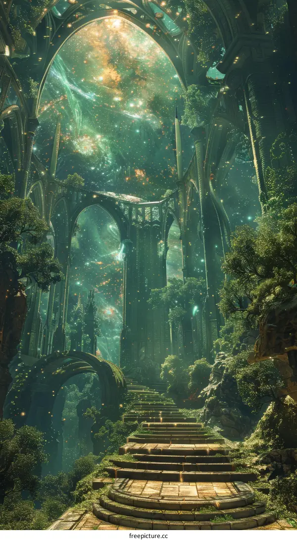 Mystical Elven City in an Enchanted Forest (Stairs Path)