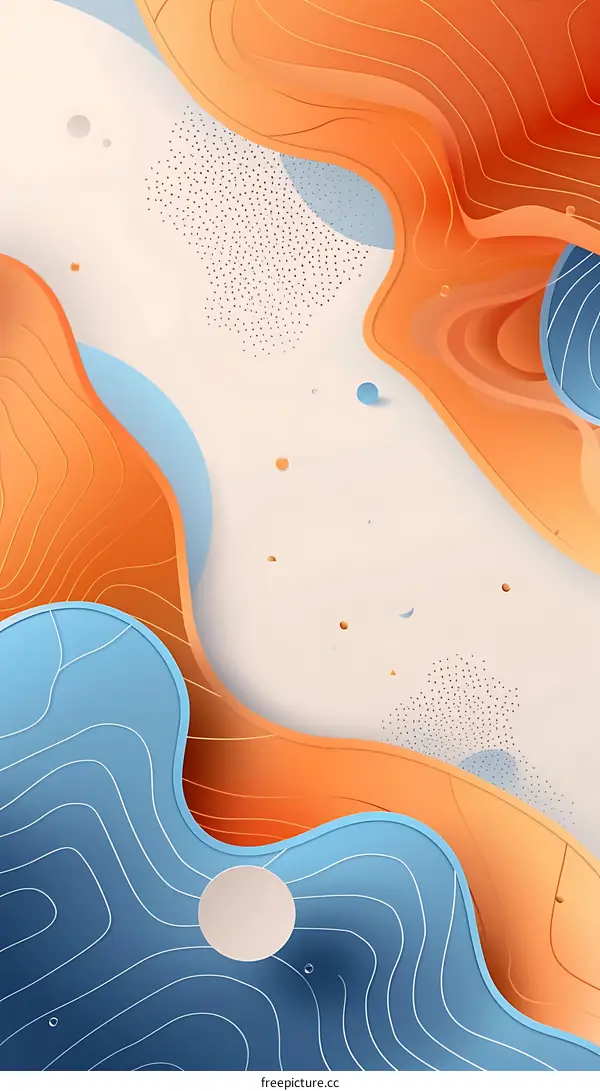 Abstract Background With Blue And Orange Wavy Shapes