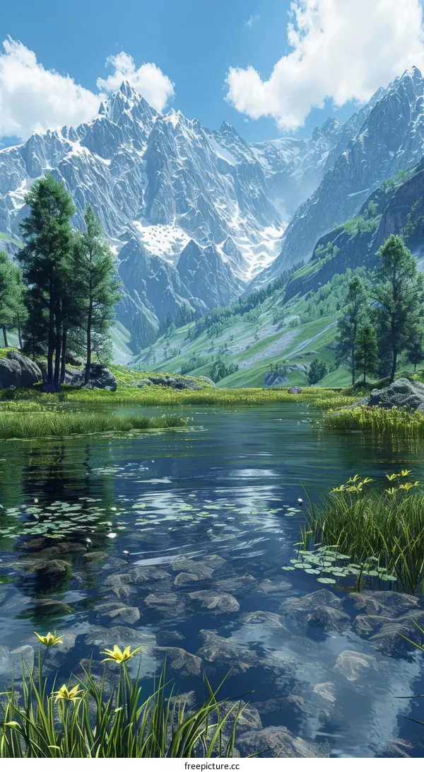 Serene Mountain Lake Landscape
