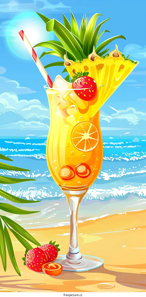 Beach Tropical Cocktail Illustration