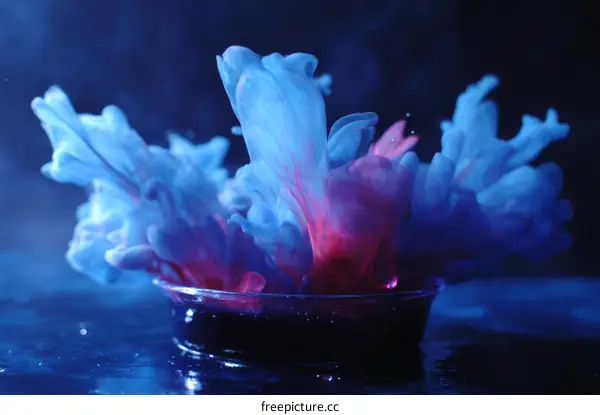 Abstract Colorful Ink Explosion in a Glass Bowl