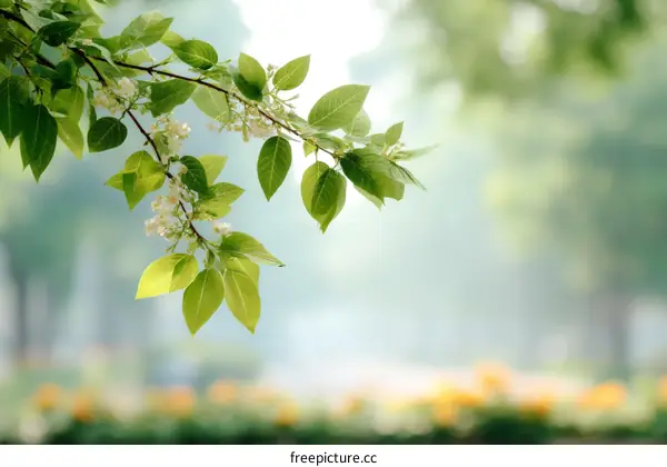 Springtime Blossoms and Fresh Leaves