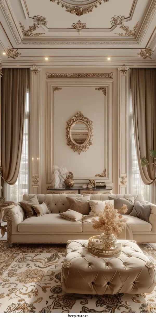 Opulent Living Room with Luxurious Furnishings