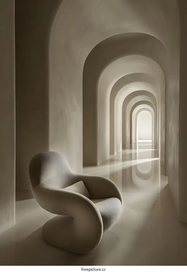Modern Minimalist Architecture with Curved Walls and Light