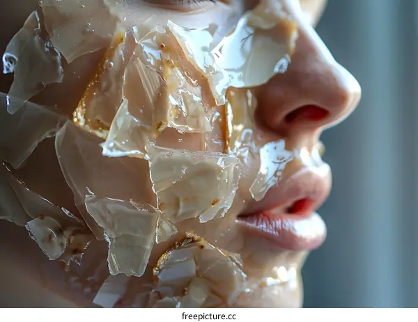 Close up of woman with facial mask