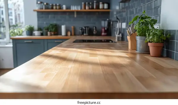 Modern Kitchen Countertop with Sunlight