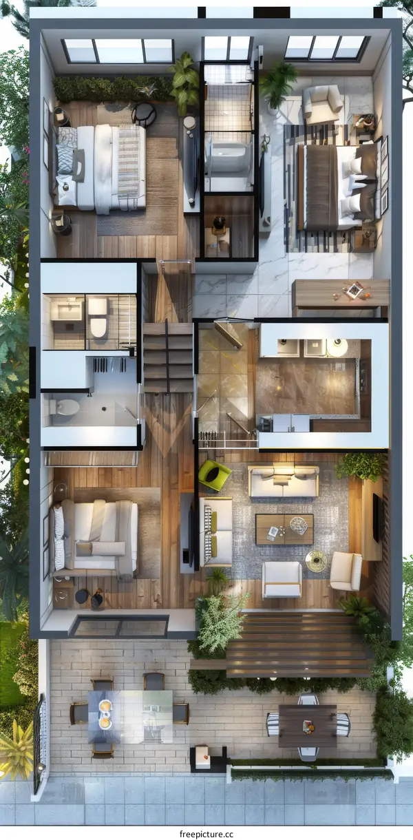 Modern House Floor Plan Design Illustration