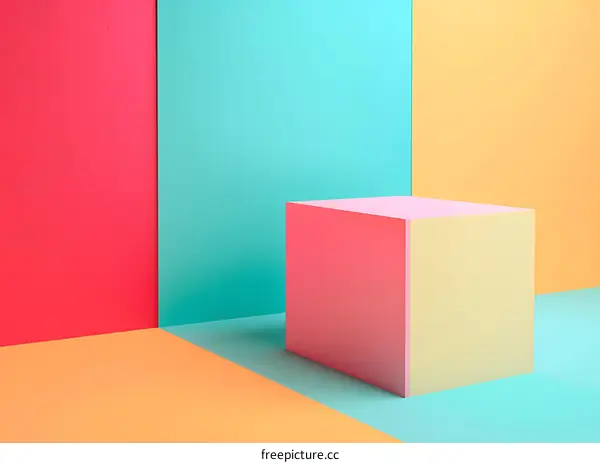 Abstract Minimalist Cube Background with Pastel Colors