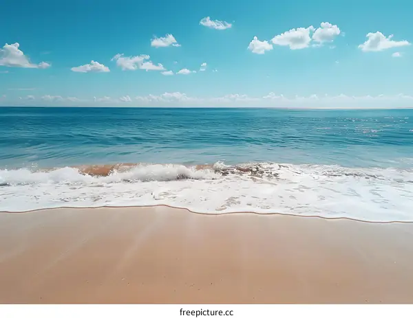 Beach with blue sky and white clouds