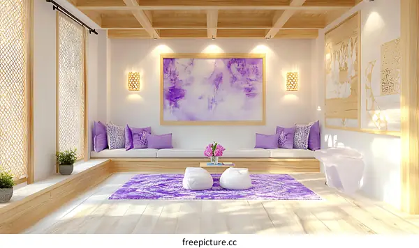 Peaceful Purple Relaxation Room Illustration
