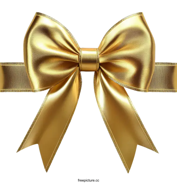 [Transparent Background PNG]Golden Gift Bow and Ribbon