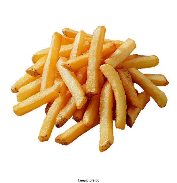 [Transparent Background PNG]Crispy French Fries Pile Close Up