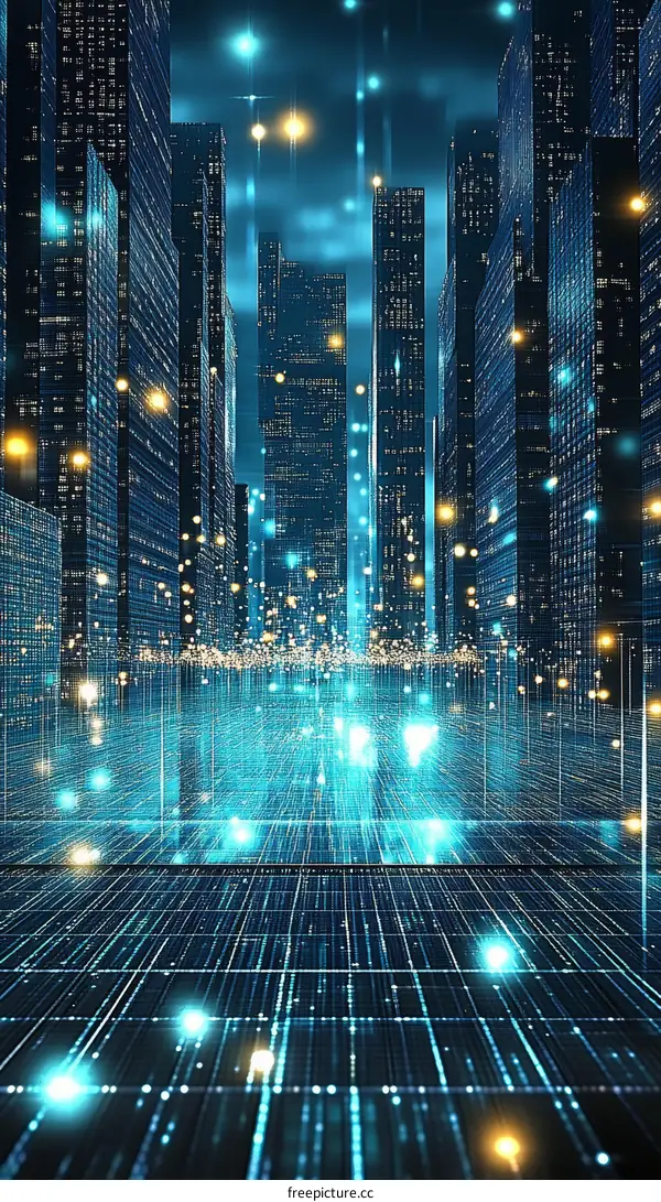 Futuristic Digital Cityscape Network
