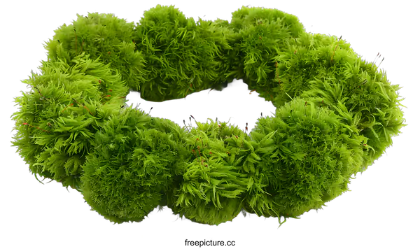[Transparent Background PNG]Green Moss Wreath on White Background