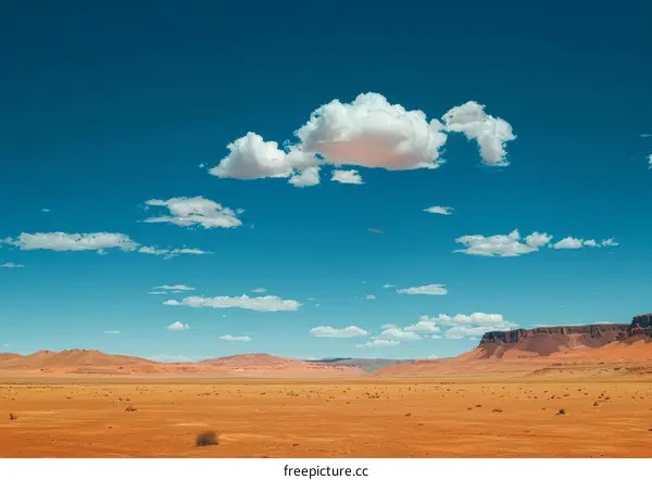 Desert with blue sky and clouds
