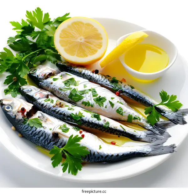 Fresh sardines with lemon and parsley