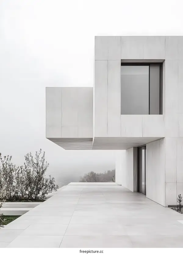 Modern Minimalist House Exterior Design with Patio and Window