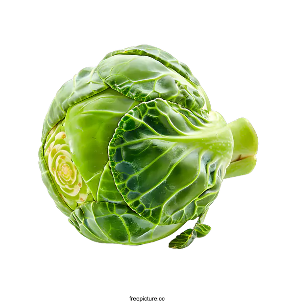 [Transparent Background PNG]Fresh Green Brussels Sprout Isolated On White Background
