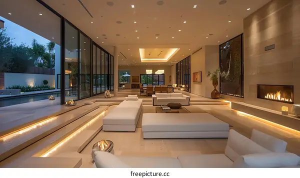 Modern luxury house interior living room design