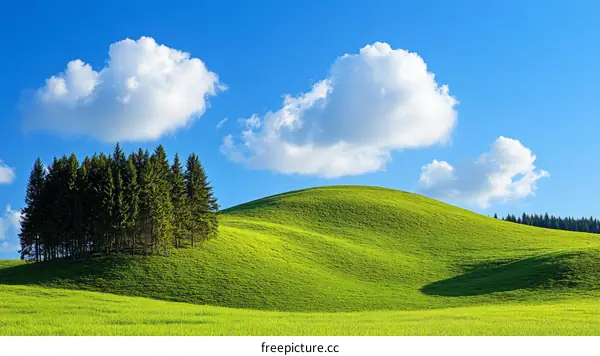 Beautiful Green Hillside Under a Blue Sky
