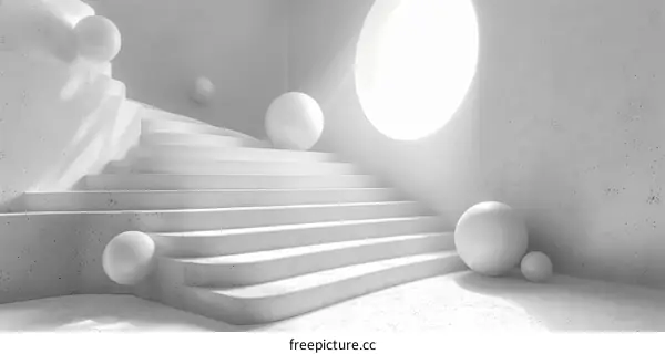Abstract White Concrete Staircase Illustration
