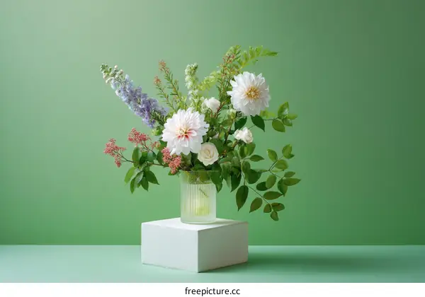 Elegant Floral Arrangement in Vase on White Display
