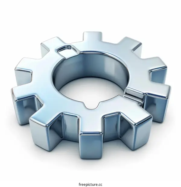 3D Illustration of a Single Silver Gear