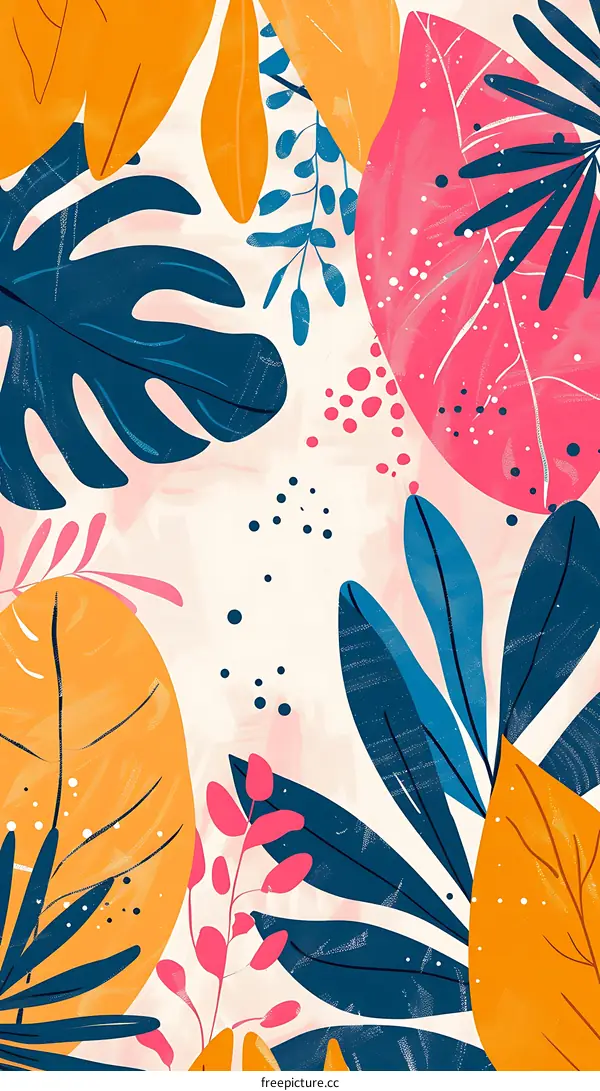 Abstract Tropical Leaves Pattern Design Background