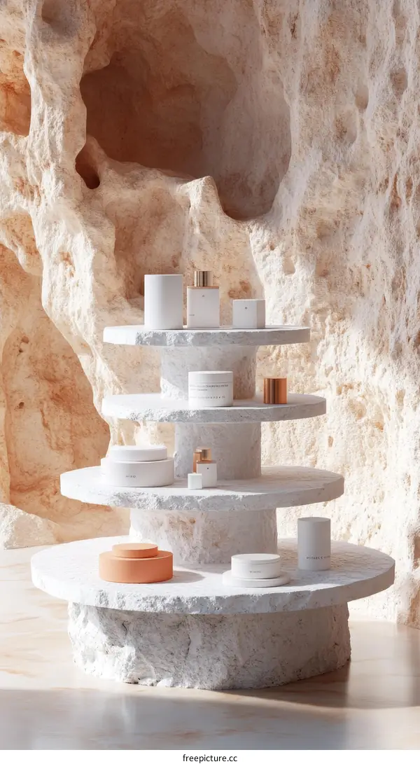 Modern Stone Display Stand for Cosmetics