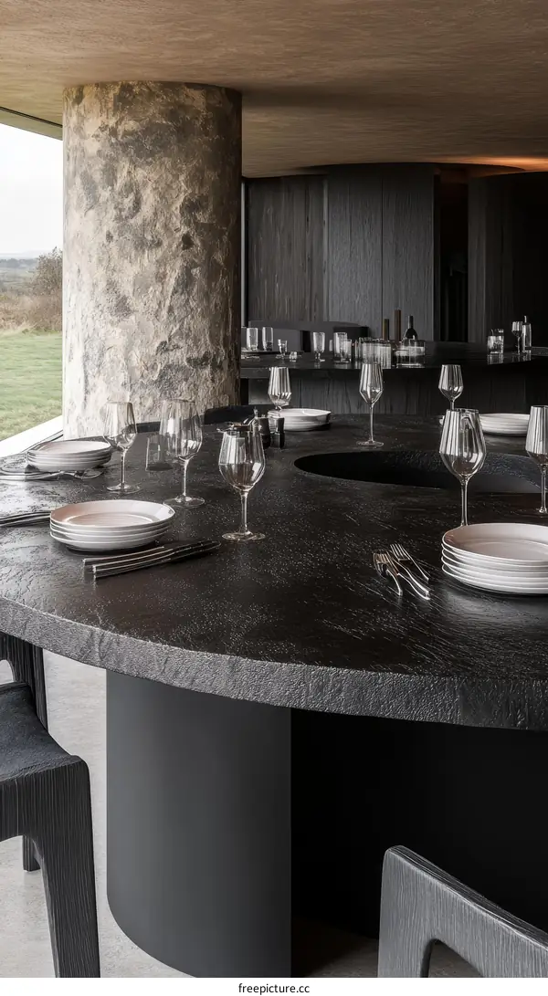 Modern Round Dining Table in a Contemporary Restaurant