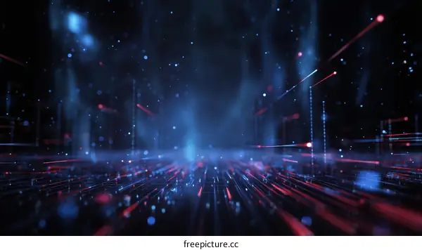 Abstract Digital Network of Lines and Particles