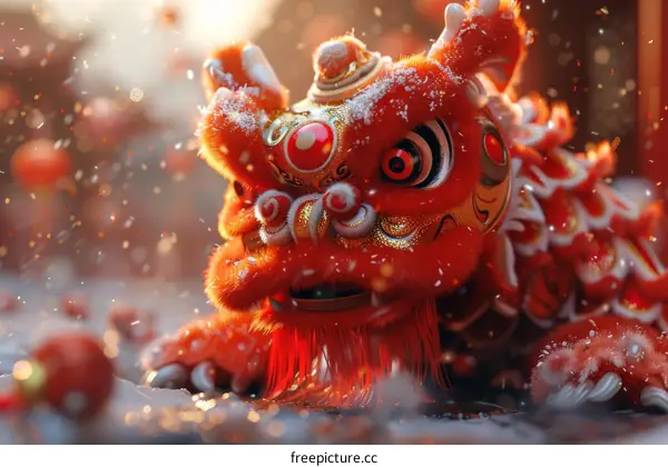 A Traditional Chinese Lion Dance Celebrates Lunar New Year