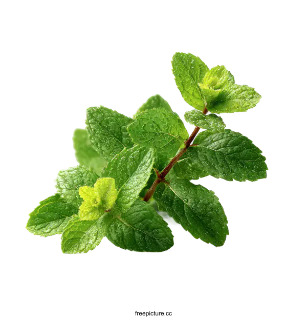 [Transparent Background PNG]Fresh Mint Leaves Close-up