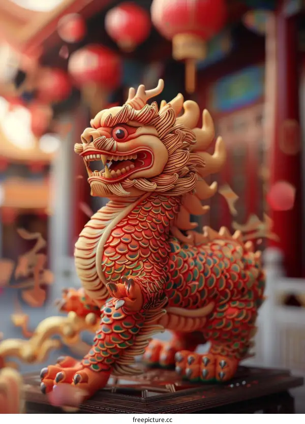 Auspicious Kirin, Chinese Art Mascot for Good Fortune