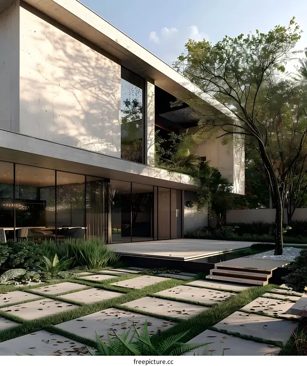 Modern House Design With Backyard Garden