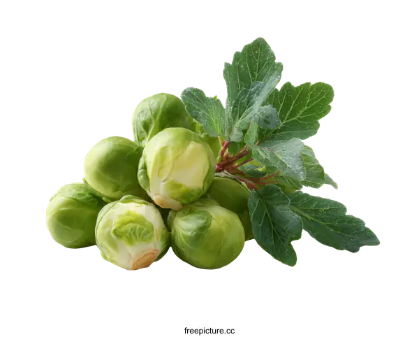 [Transparent Background PNG]Fresh Brussels Sprouts with Leaves