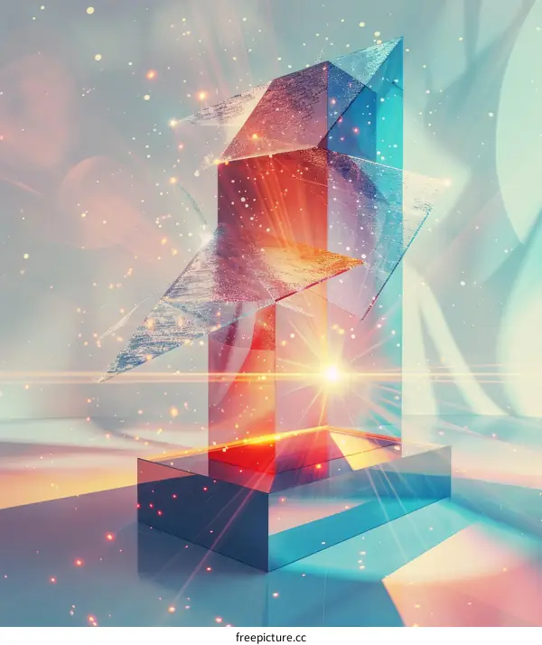 Mystical Crystal Geometric Shapes on Reflective Surface