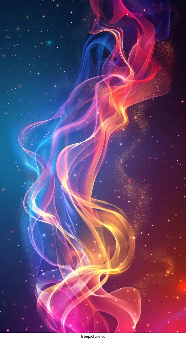 Colorful Abstract Smoke on a Starry Night Background
